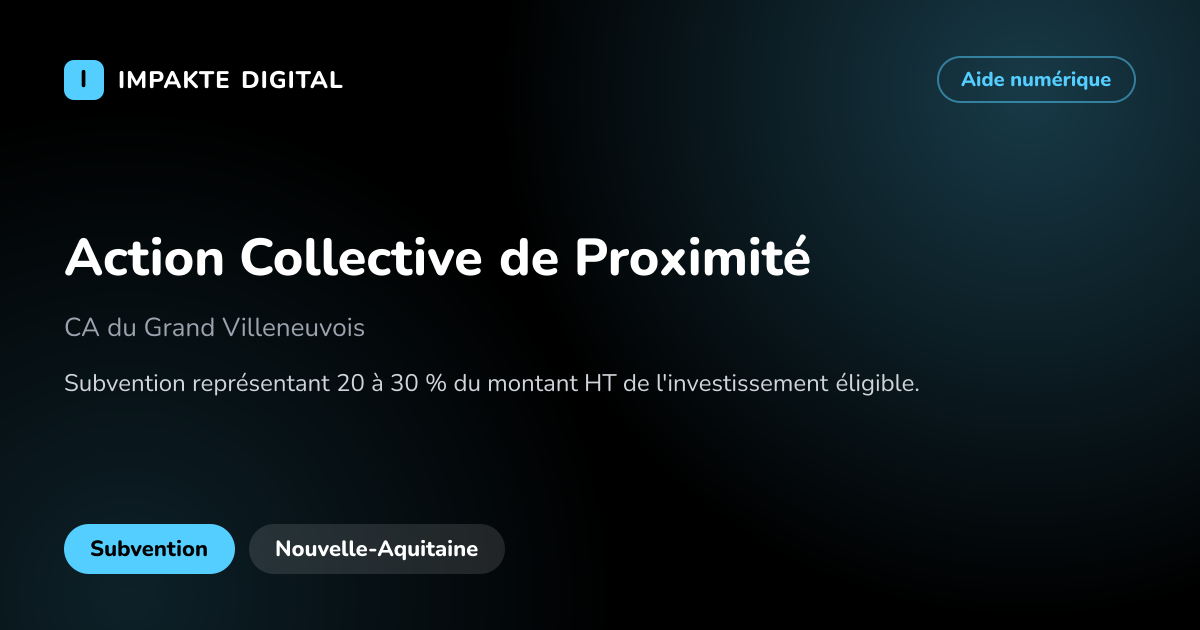 Carte de présentation de l'aide Action Collective de Proximité