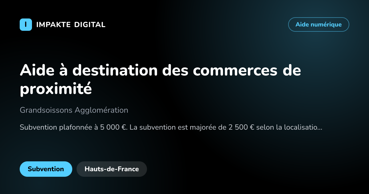 Carte de présentation de l'aide Aide à destination des commerces de proximité