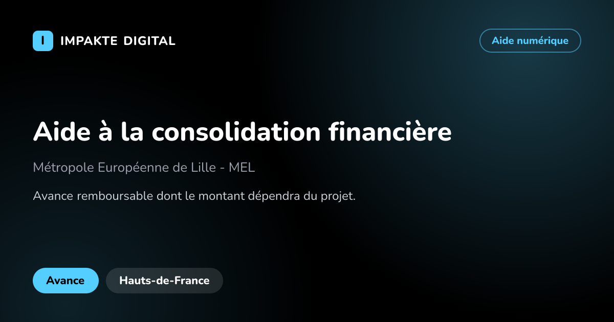Carte de présentation de l'aide Aide à la consolidation financière