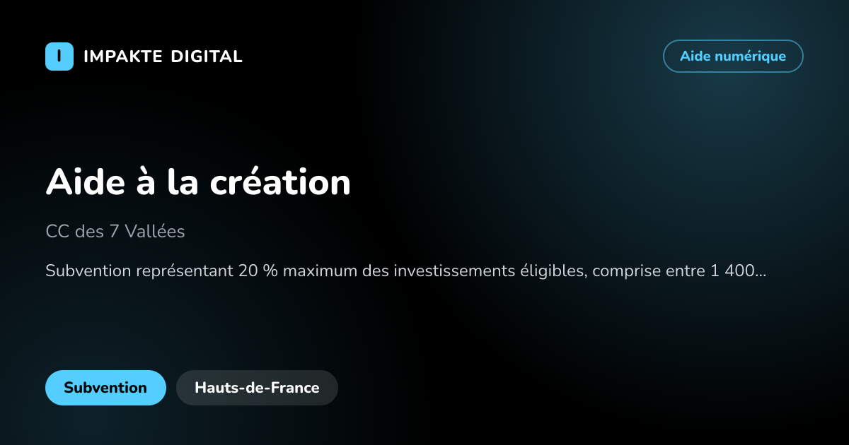 Carte de présentation de l'aide Aide à la création