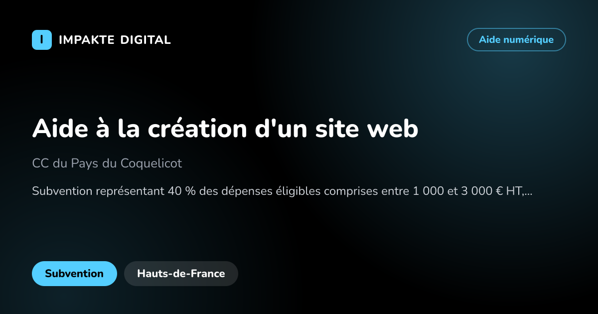 Carte de présentation de l'aide Aide à la création d'un site web