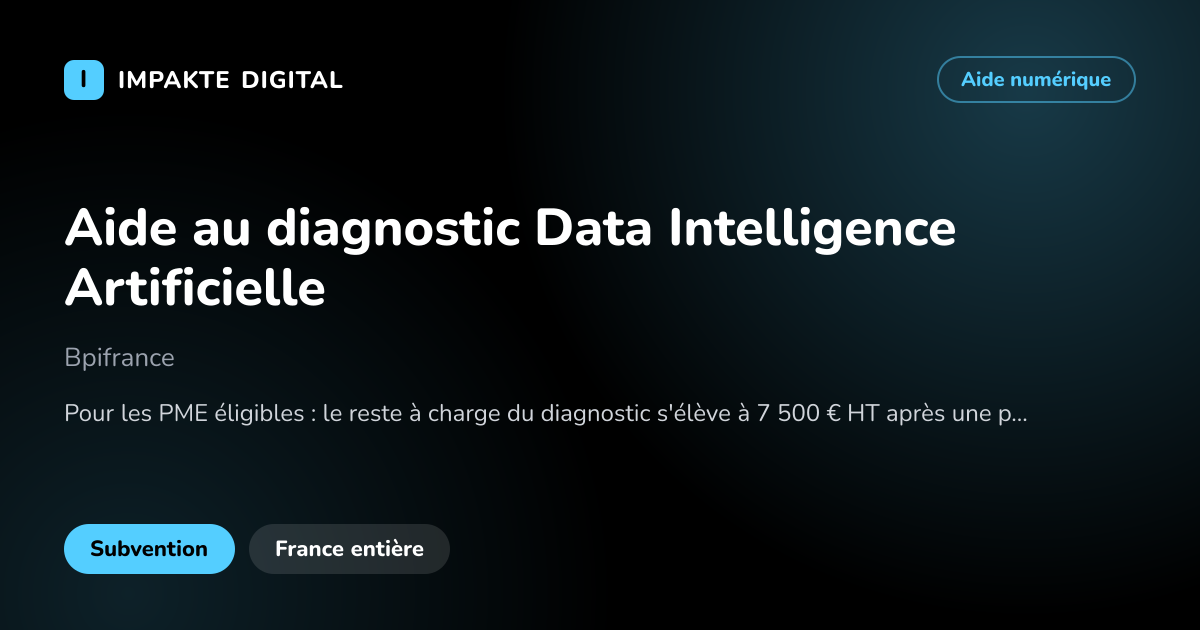 Carte de présentation de l'aide Aide au diagnostic Data Intelligence Artificielle