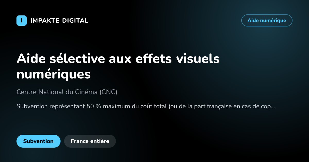 Carte de présentation de l'aide Aide sélective aux effets visuels numériques
