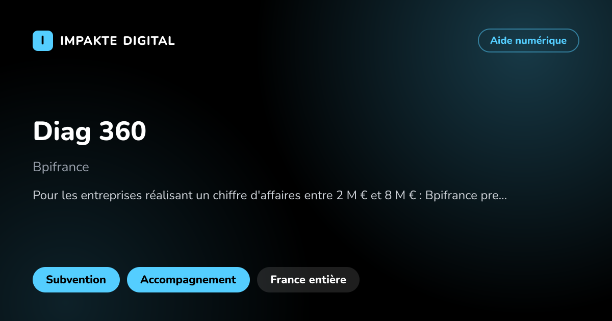 Carte de présentation de l'aide Diag 360
