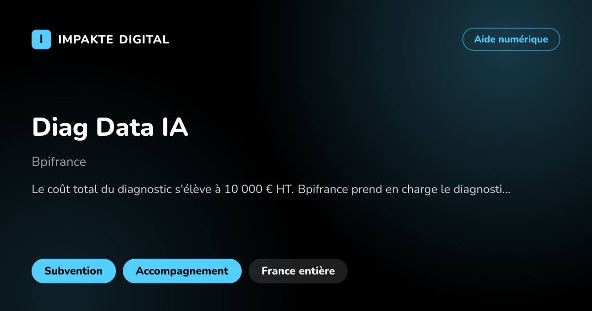 Carte de présentation de l'aide Diag Data IA