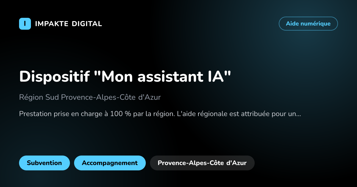 Carte de présentation de l'aide Dispositif "Mon assistant IA"