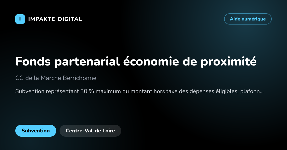 Carte de présentation de l'aide Fonds partenarial économie de proximité
