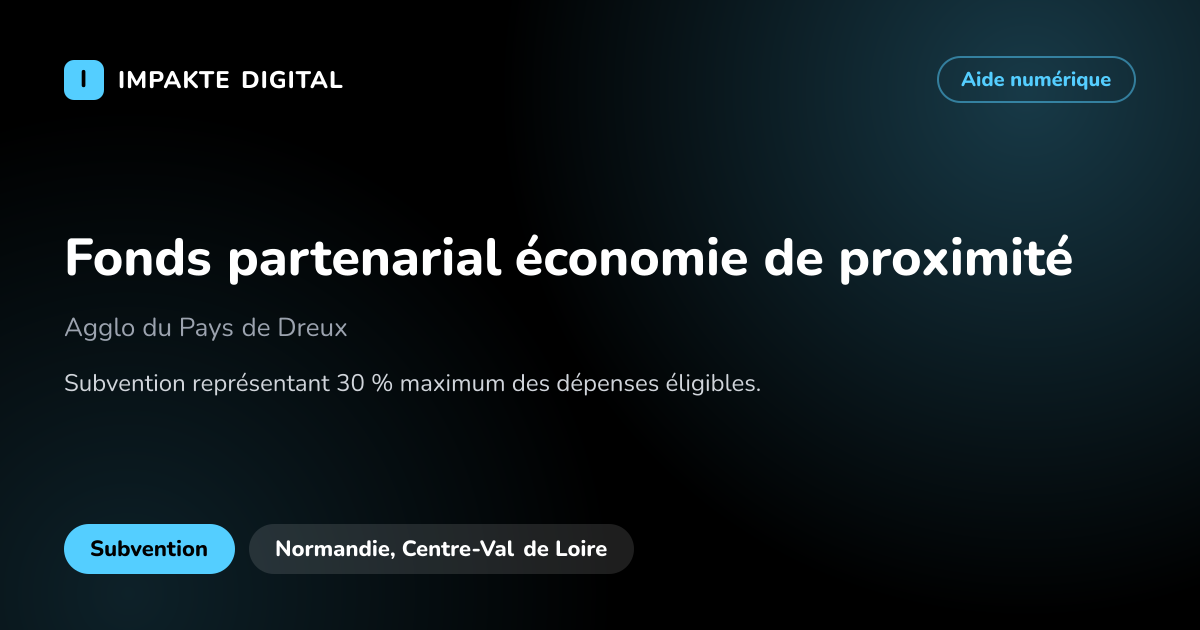 Carte de présentation de l'aide Fonds partenarial économie de proximité