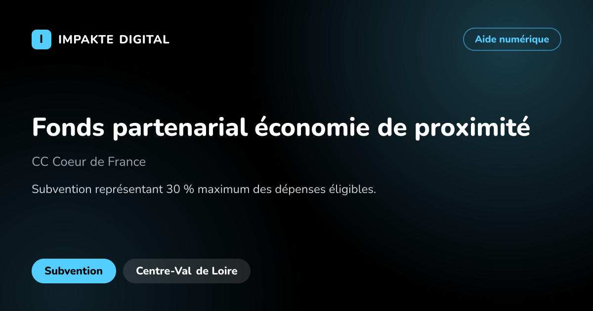 Carte de présentation de l'aide Fonds partenarial économie de proximité
