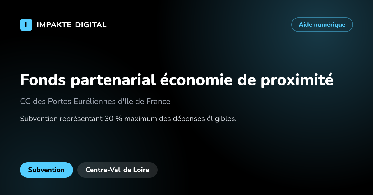 Carte de présentation de l'aide Fonds partenarial économie de proximité