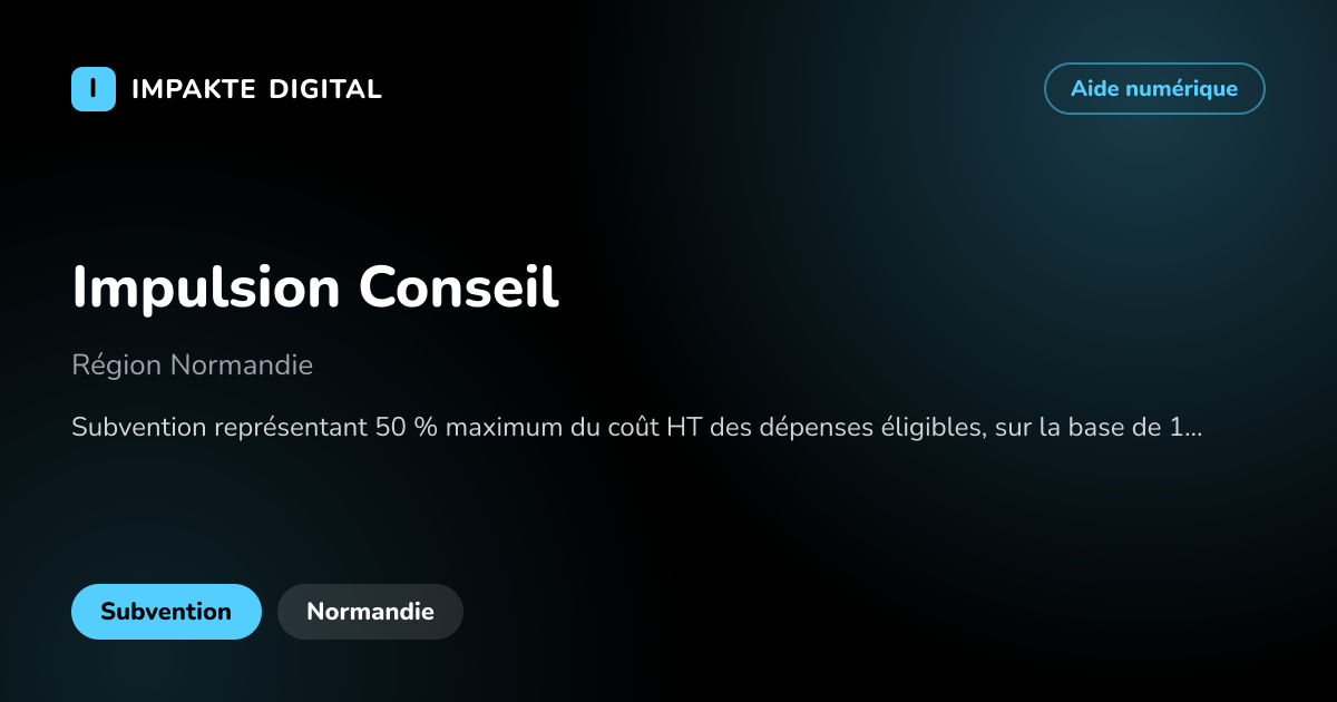 Carte de présentation de l'aide Impulsion Conseil