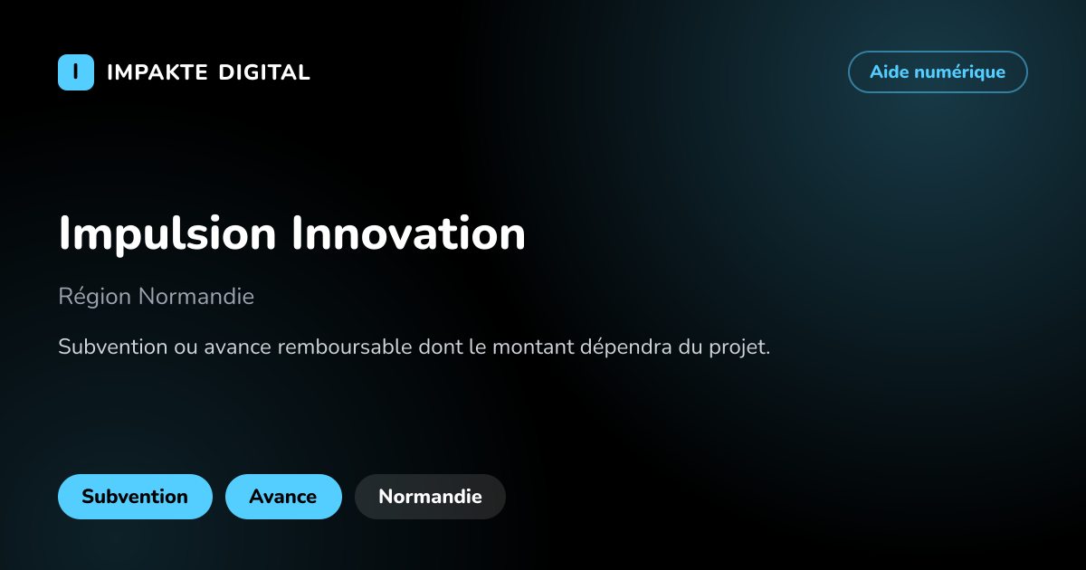 Carte de présentation de l'aide Impulsion Innovation