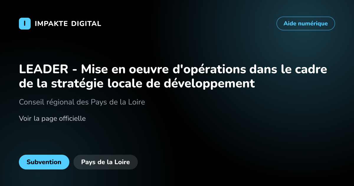 Carte de présentation de l'aide LEADER - Mise en oeuvre d'opérations dans le cadre de la stratégie locale de développement