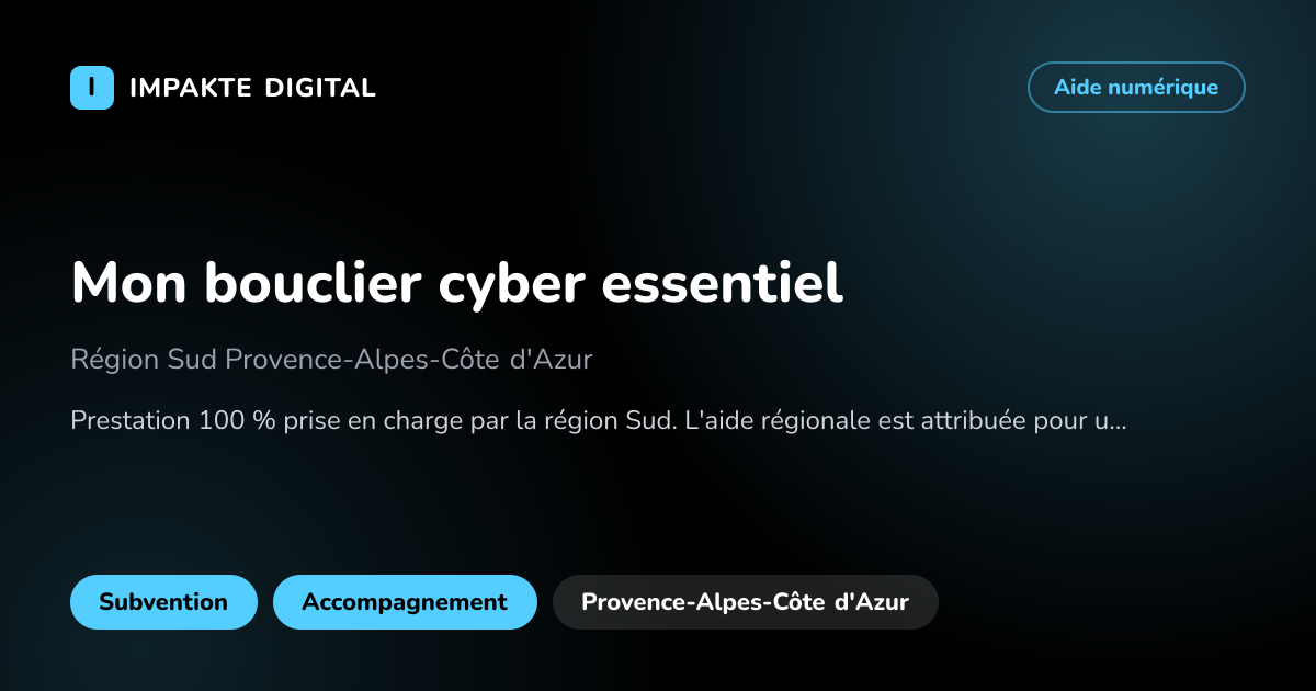 Carte de présentation de l'aide Mon bouclier cyber essentiel