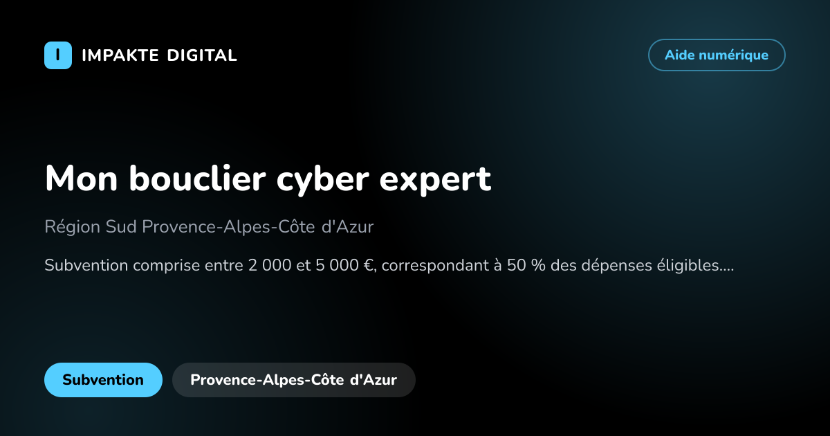Carte de présentation de l'aide Mon bouclier cyber expert