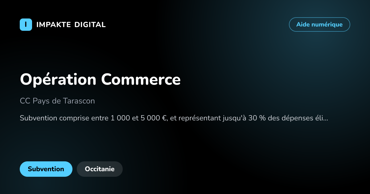 Carte de présentation de l'aide Opération Commerce