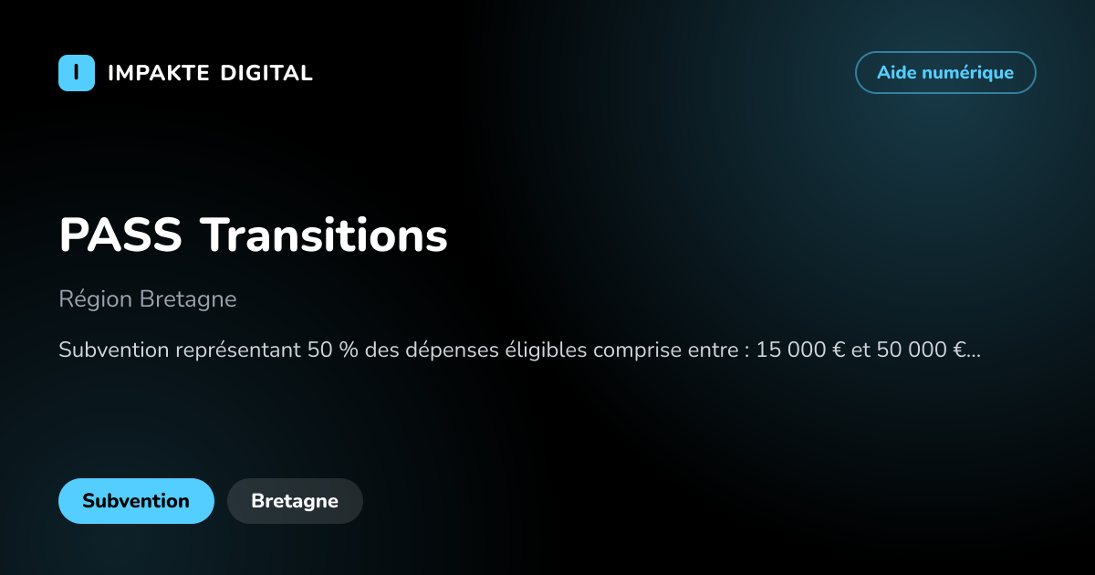 Carte de présentation de l'aide PASS Transitions