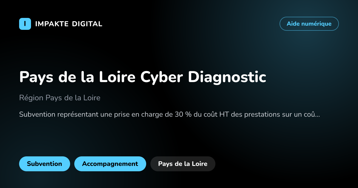Carte de présentation de l'aide Pays de la Loire Cyber Diagnostic