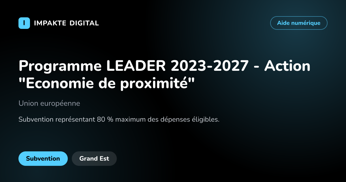 Carte de présentation de l'aide Programme LEADER 2023-2027 - Action "Economie de proximité"